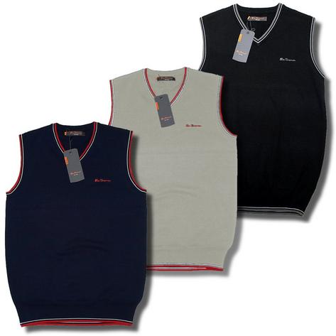 Classic Ben Sherman Retro Mod Knit V Neck Tank Top Black / Navy / Grey Preview